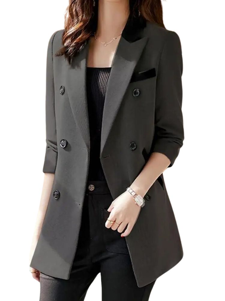 Dobbeltradet blazer med sjalkrage for kvinner