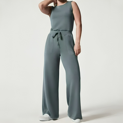 Rund hals Casual ermeløs jumpsuit for kvinner