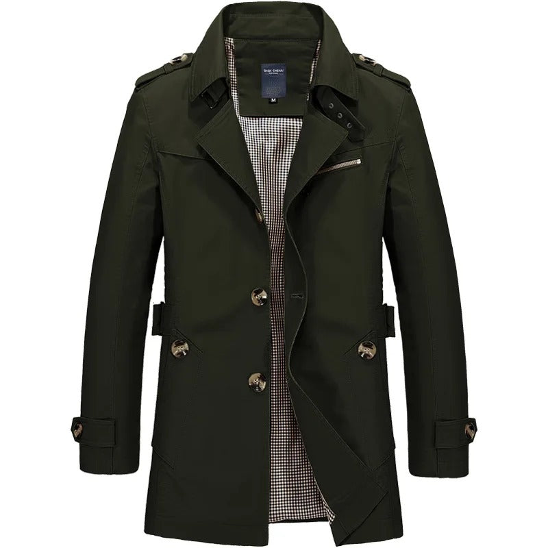 Elegante trenchcoater i bomull for menn