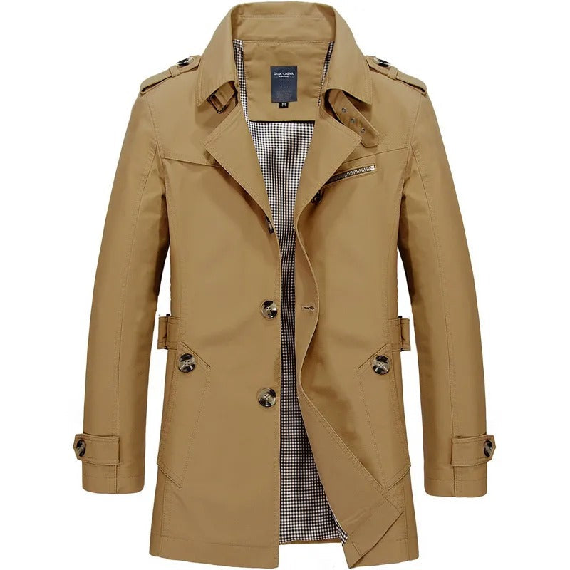 Elegante trenchcoater i bomull for menn