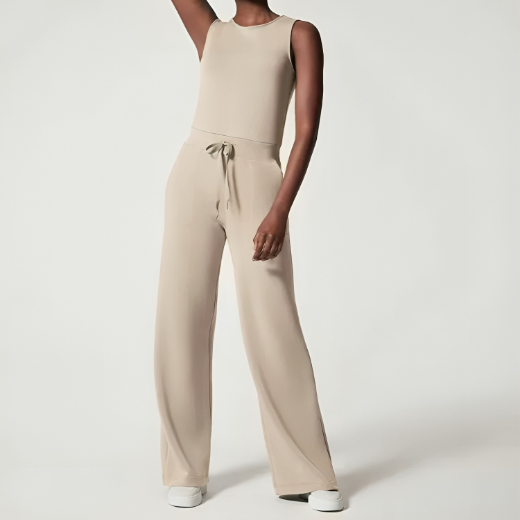 Rund hals Casual ermeløs jumpsuit for kvinner