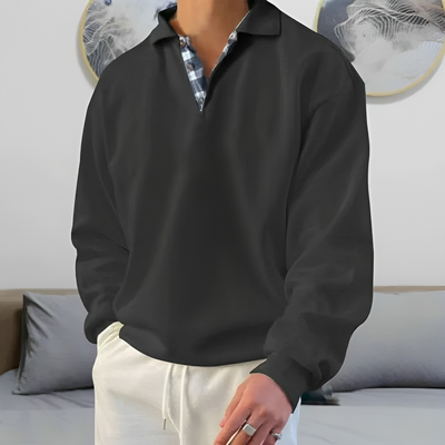 Casual Polo Pullover Sweatshirt for menn