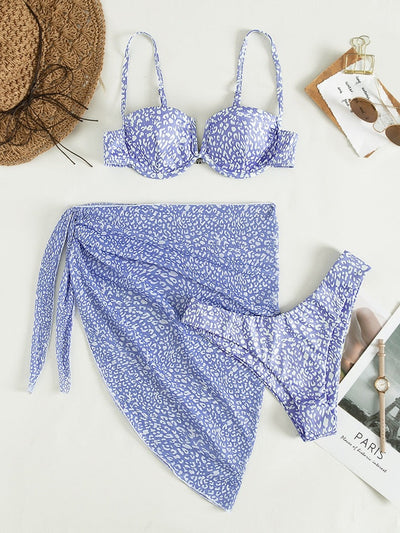 Tredelt bikini med blomstermønster