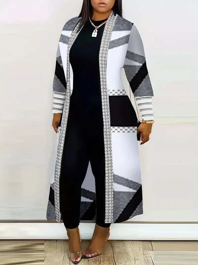 Charill - Geoprint langermet åpen cardigan