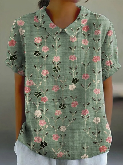 Blomstret casual bluse for kvinner