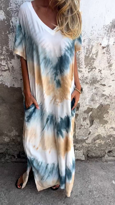Caelia | Elegant lang kjole i batikkfarge