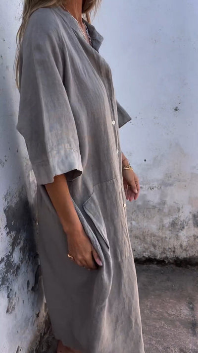Cloë | Comfy Skjorte stil uformell lang kjole