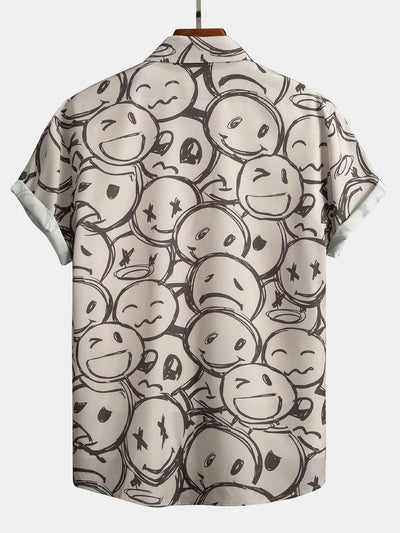 Smiley Print Button Up-skjorte
