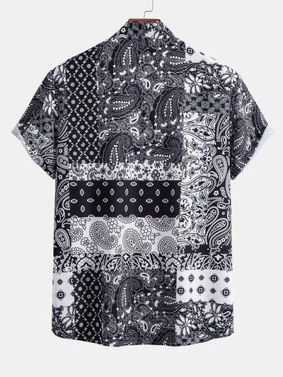 Paisley-skjorte med blomstertrykk og lappeteppe