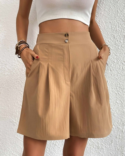 Shorts med høy midje og vid utringning for kvinner