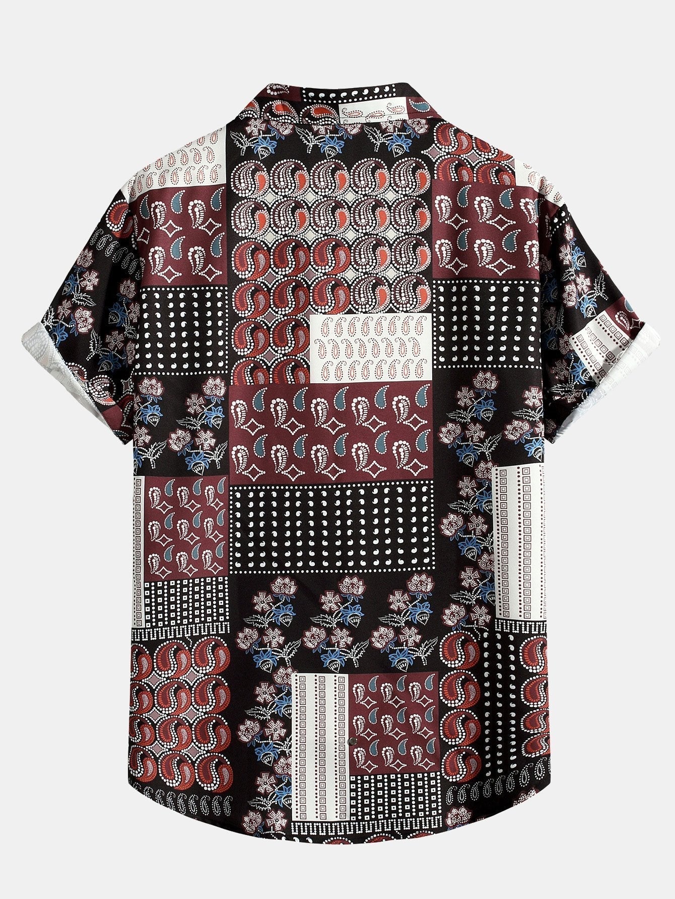 Paisley-skjorte med blomstertrykk og lappeteppe