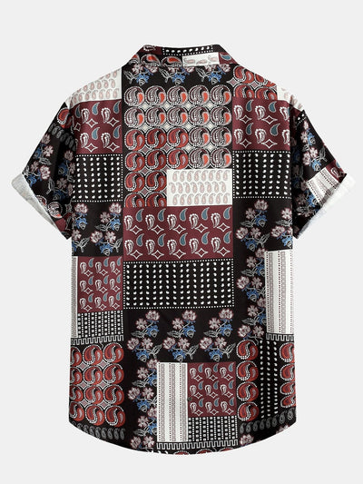 Paisley-skjorte med blomstertrykk og lappeteppe