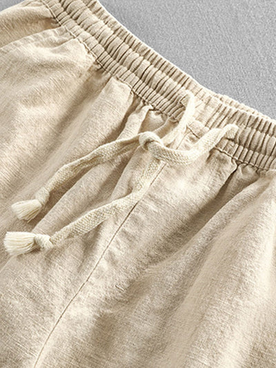 Cropped bukse i linbomullsblanding
