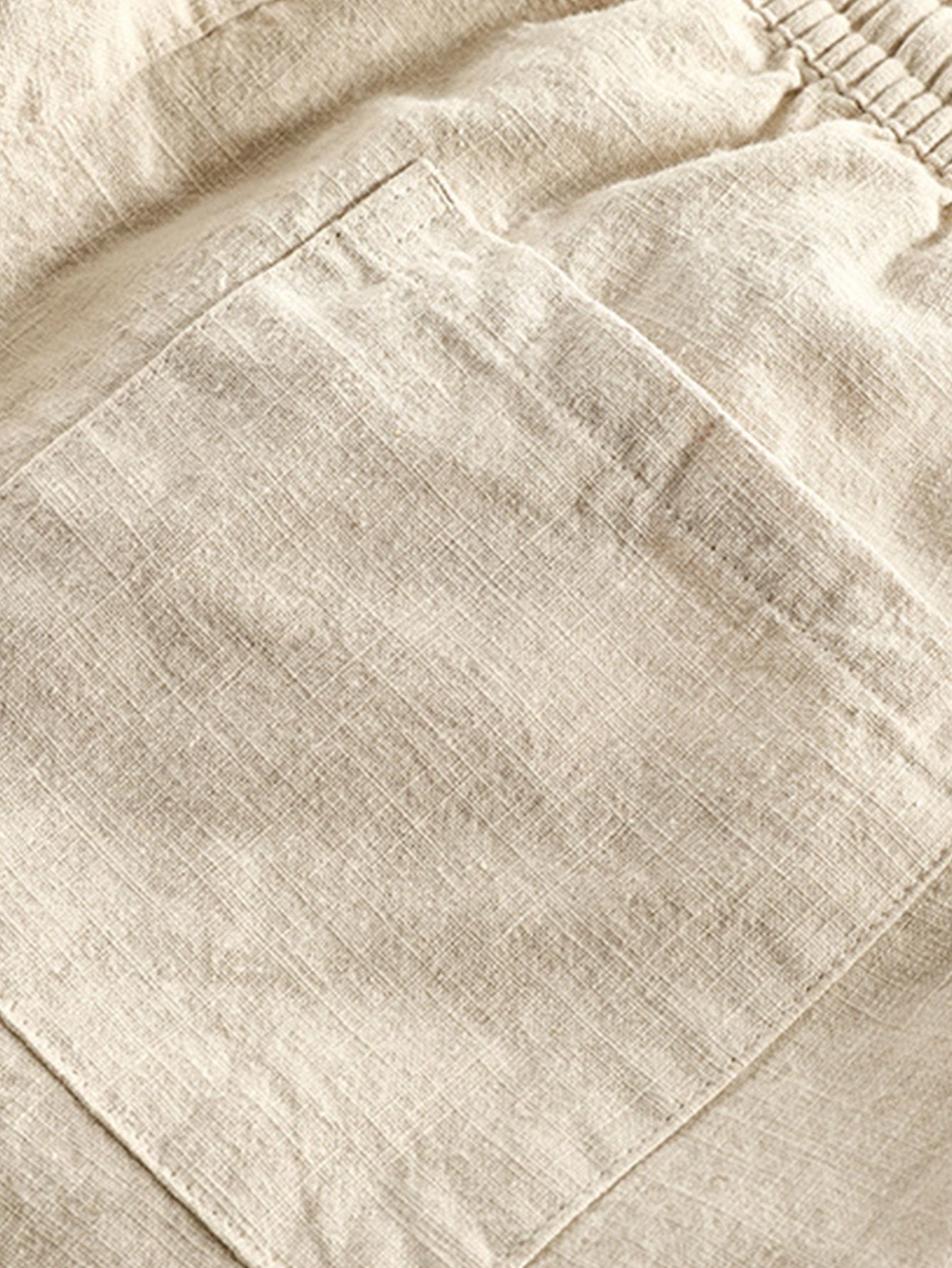 Cropped bukse i linbomullsblanding