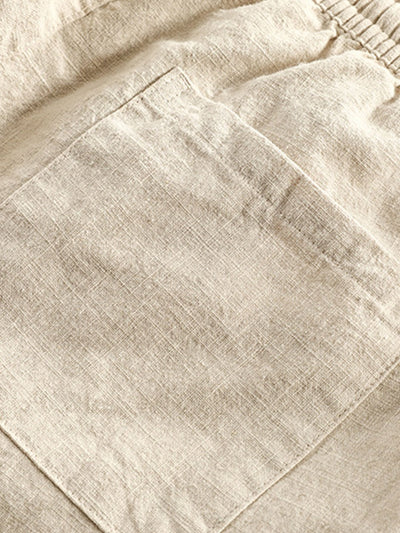 Cropped bukse i linbomullsblanding