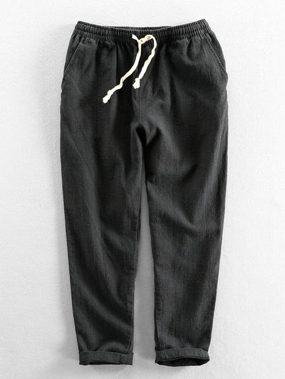 Cropped bukse i linbomullsblanding