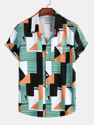 Skjorte med geometrisk stripetrykk