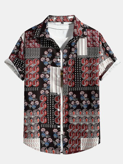 Paisley-skjorte med blomstertrykk og lappeteppe